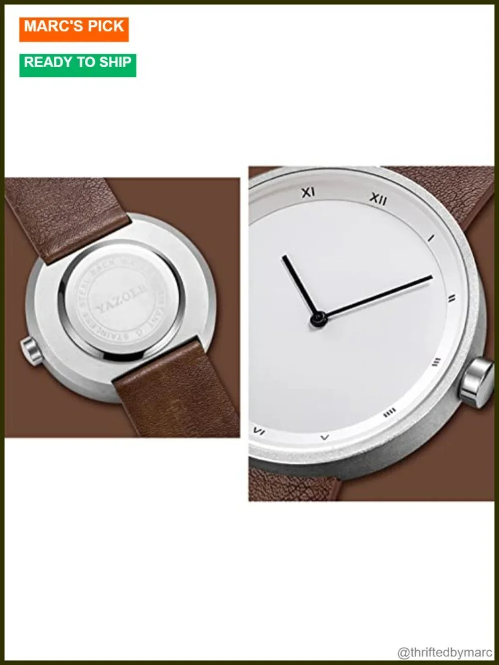 Minimalist Large Dial Quartz Roman Numeral Waterproof Leather Watch